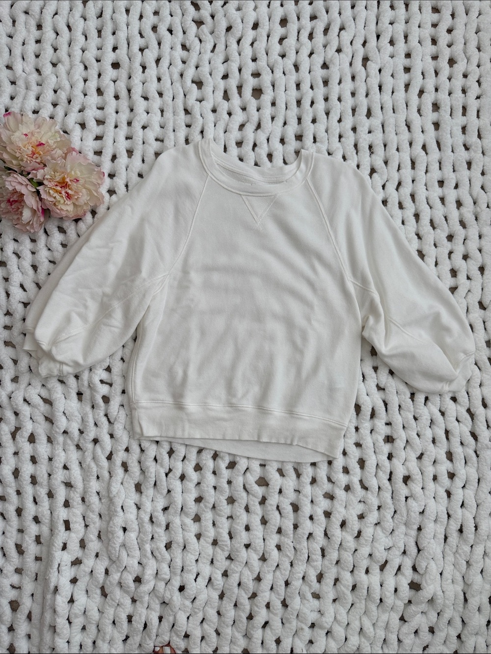 Aerie 3/4 Sleeve Sweatshirt White Size S